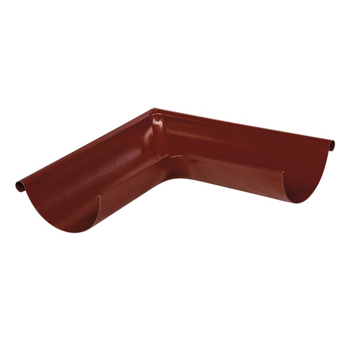 Coltar jgheab pentru sistem pluvial, exterior Bilka, 90 grade, metalic, rosu inchis (RAL 3009), lucios, D 150 mm