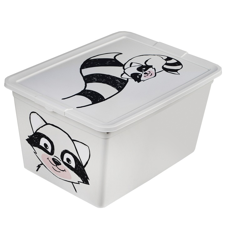 Cutie Depozitare Jucarii, Edanti, 30 L, Cu Capac, Plastic, Alb