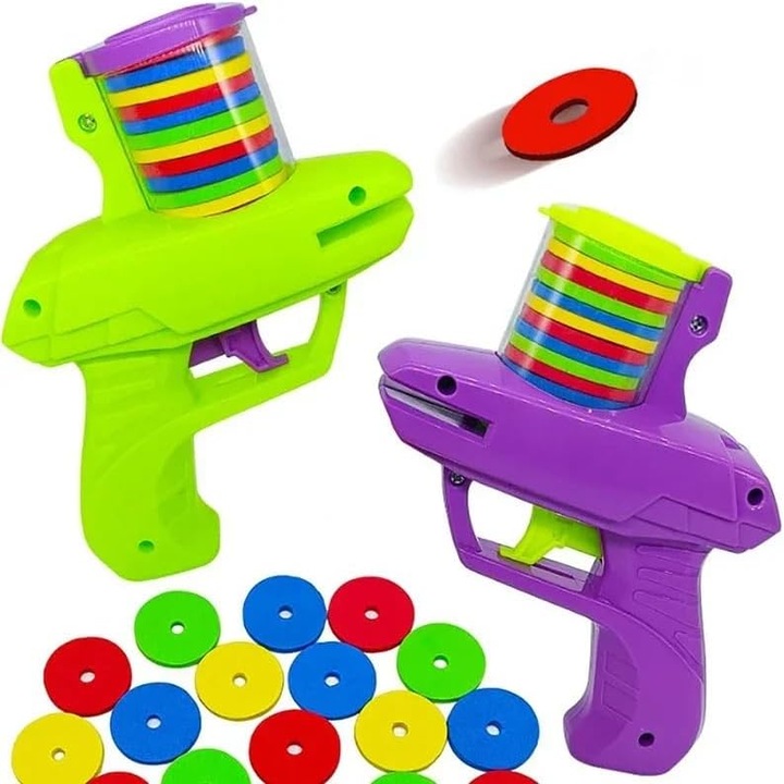 Комплект от 2 образователни играчки, играчка пистолет НЛО, с 15 топчета таралеж тип стрелички от EVA, лилави
