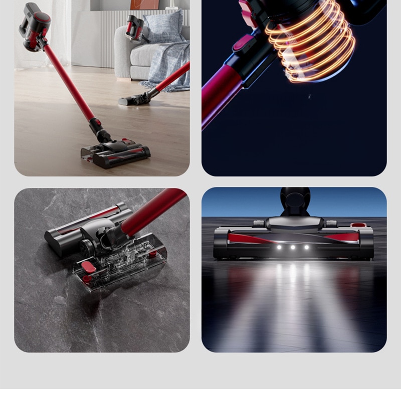 Aspirator vertical, putere de aspirare de 12 Kpa, lumina LED, accesorii multifunctionale, rezervor de apa de 200 ml, umed si uscat, aspirare si mop, toate intr-unul