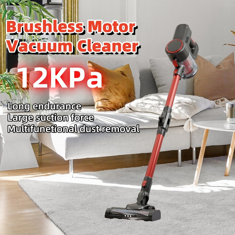 Aspirator vertical, putere de aspirare de 12 Kpa, lumina LED, accesorii multifunctionale, rezervor de apa de 200 ml, umed si uscat, aspirare si mop, toate intr-unul