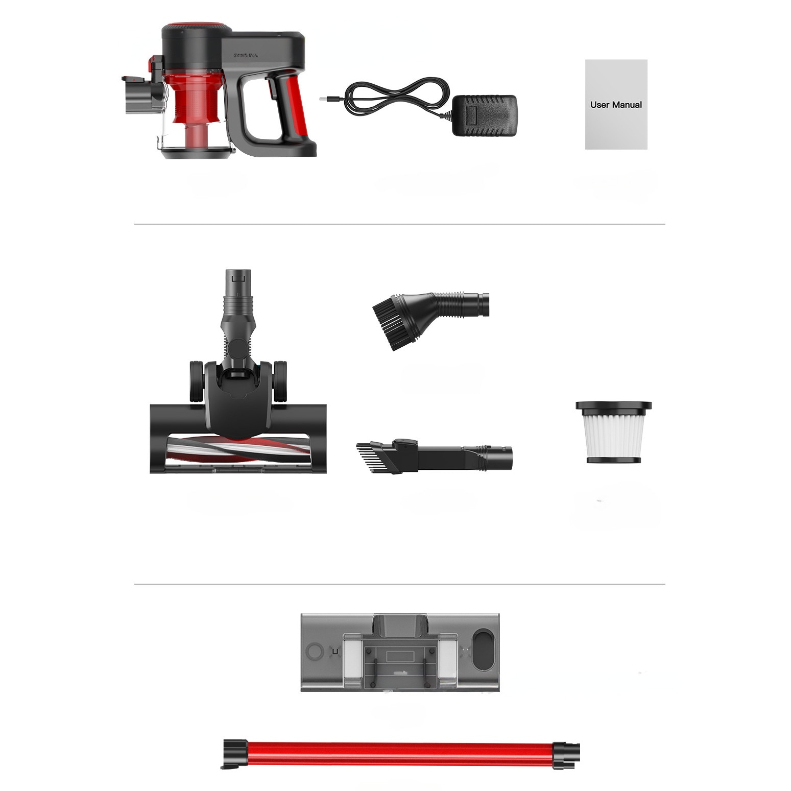 Aspirator vertical, putere de aspirare de 12 Kpa, lumina LED, accesorii multifunctionale, rezervor de apa de 200 ml, umed si uscat, aspirare si mop, toate intr-unul