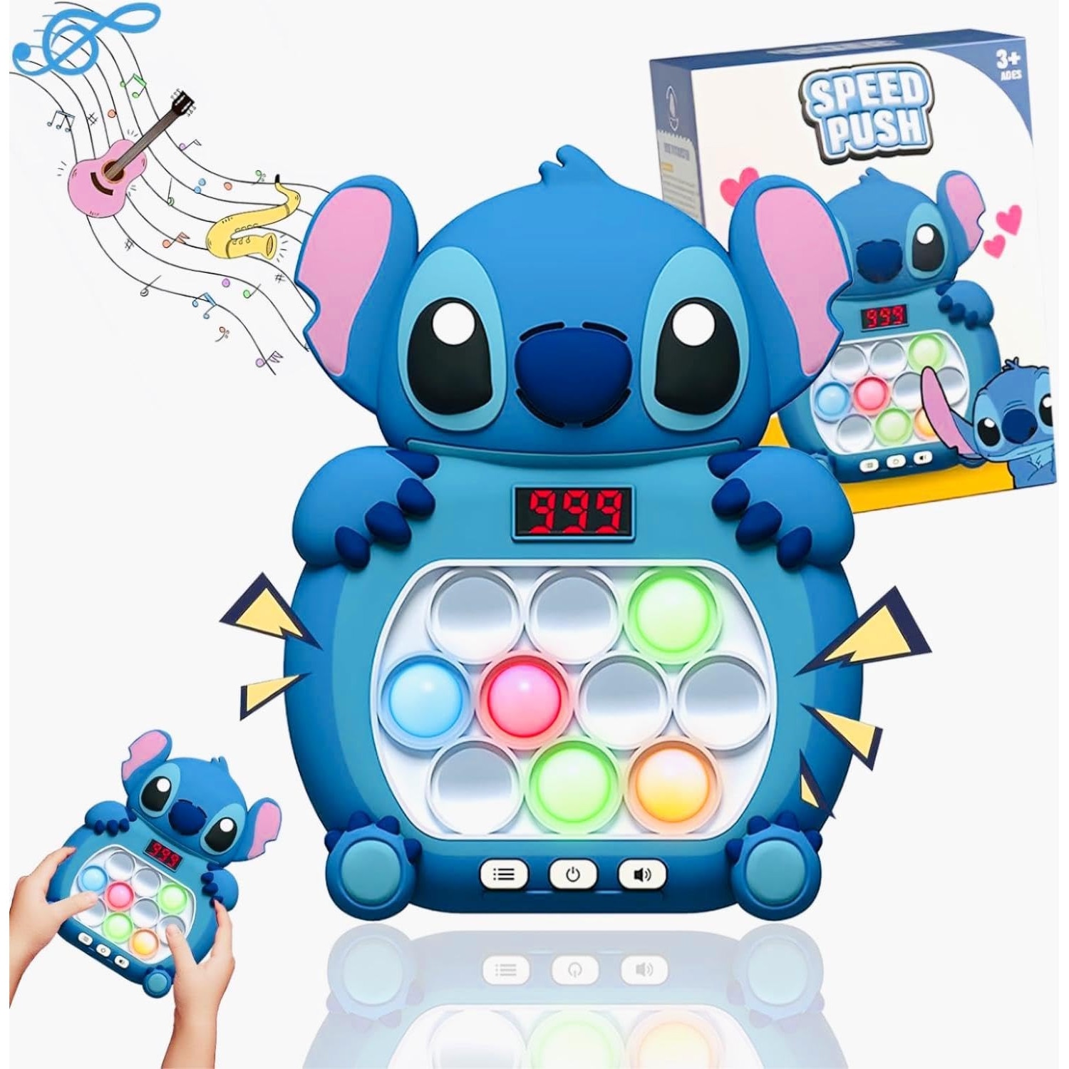 Jucarie Interactiva cu LED si Bule Pop It, Stitch Joc Puzzle Rapid