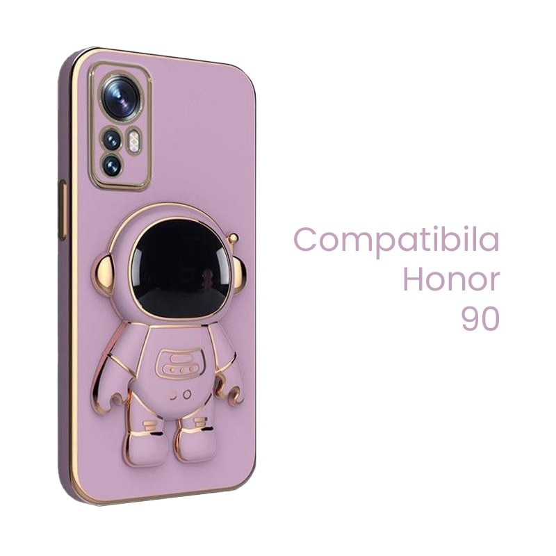 Husa de Protectie 2 in 1, Flippy, Husa de Protectie pentru Honor 90, Model Astronaut, Husa cu Suport, din TPU, Mov