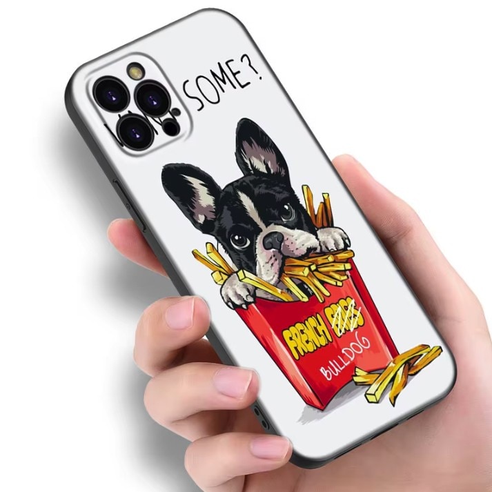 Husa de Protectie, Flippy, Husa de Protectie pentru iPhone 14 Pro Max, din TPU, Imprimeu Bulldog SOME, Alb