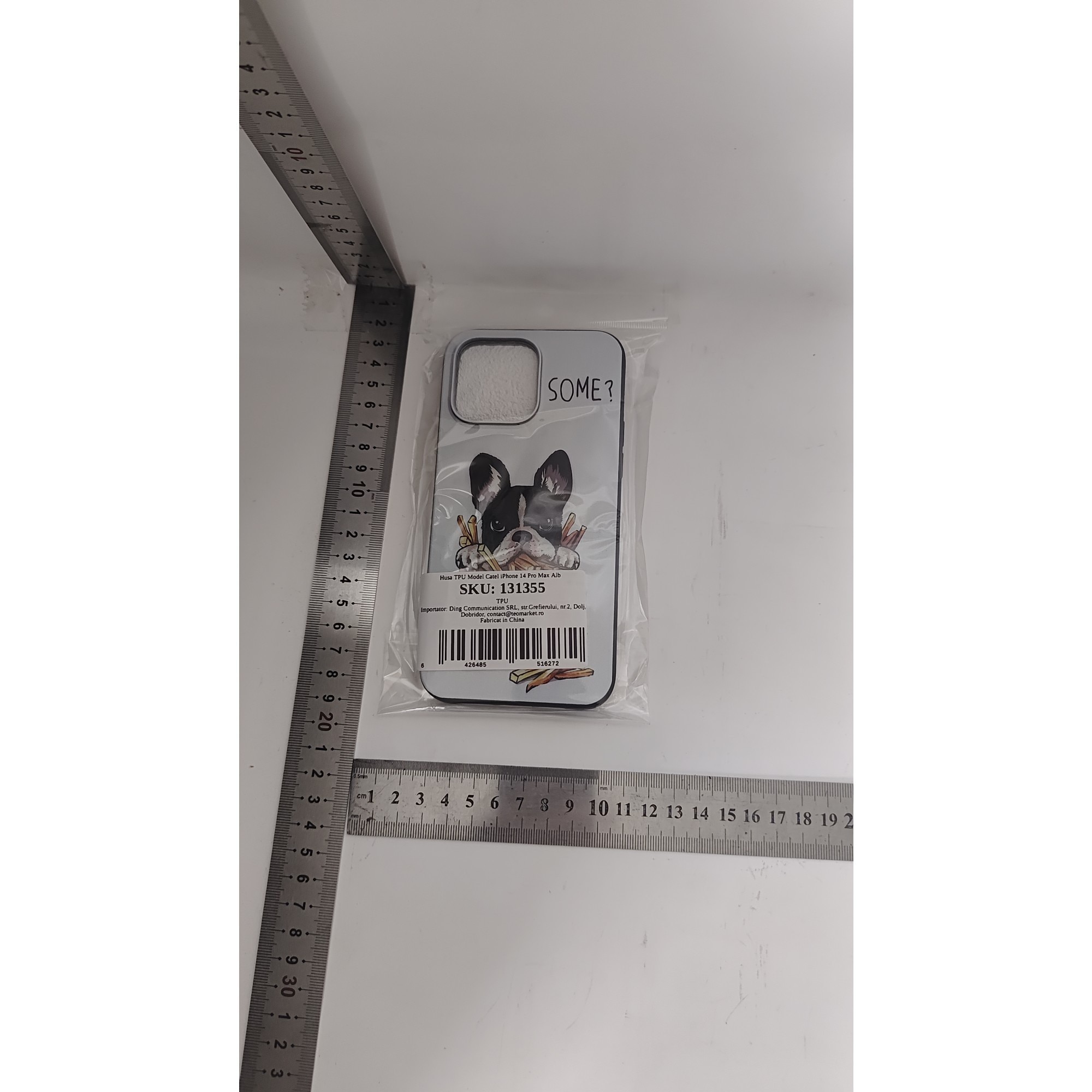 Husa de Protectie, Flippy, Husa de Protectie pentru iPhone 14 Pro Max, din TPU, Imprimeu Bulldog SOME, Alb