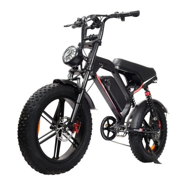 Електрически велосипед, Fatbike V20 Pro, 7 скорости, батерия 48V 15Ah, автономия 80 км, скорост 25 км/ч, мотор 250W, колела 20 инча