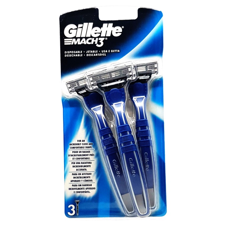 Самобръсначка Gillette MACH3, комплект от 3, 3 ножчета, с овлажняваща лента