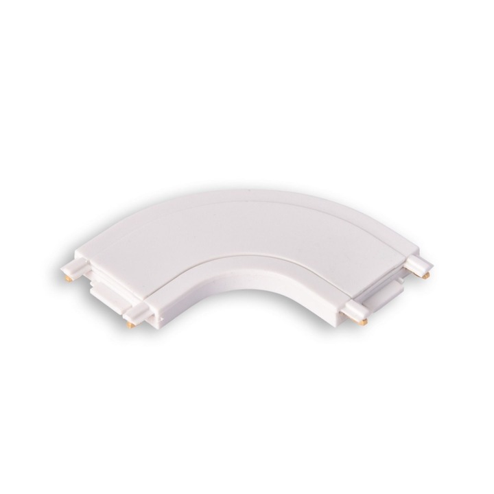 Conector R semirotund Track Light KL182015, 90 de grade, pentru sina magnetica, 48V DC, IP20, alb