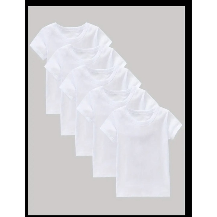 Set 5 Tricouri copii Albe, Alb