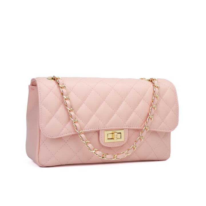 Poseta Piele Ruby - Roz, Geanta Casual din Piele Naturala, Geanta, Genti