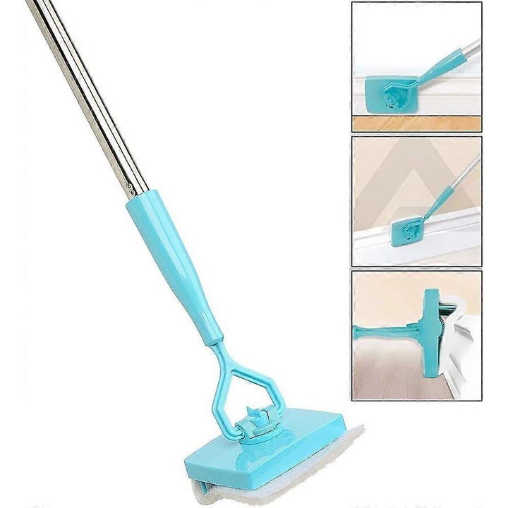 Mop de curatare plinte cu maner ajustabil, 5 pad-uri de microfibra reutilizabile, 30x135cm