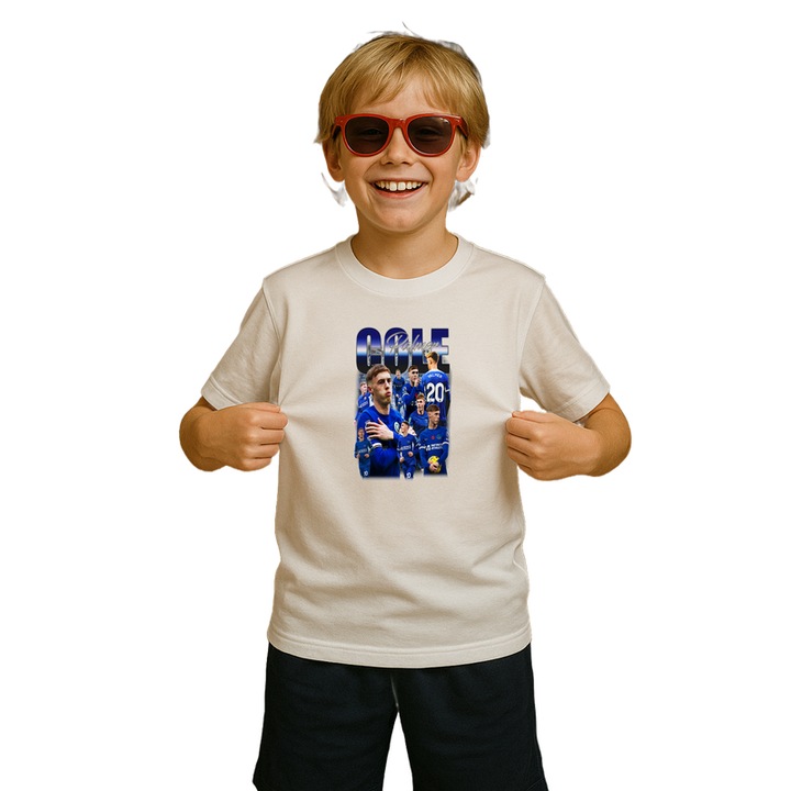 Tricou copii cu Cole Palmer, Alb