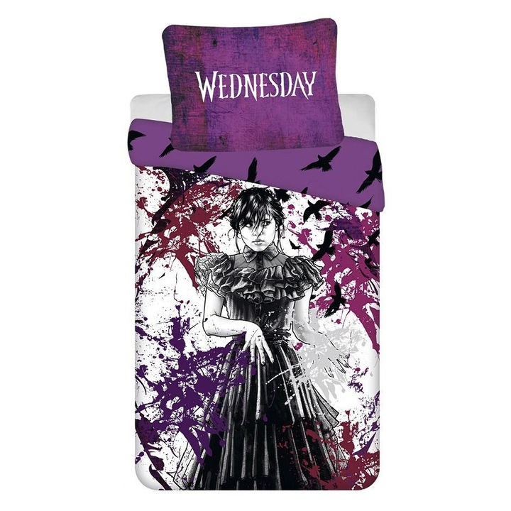 Jerry Fabrics mikroszálas ágyneműhuzat, 140x200cm, lila, párnahuzat 70x90cm