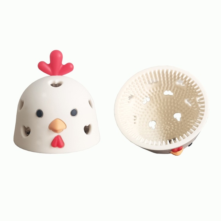 Curatator de oua din silicon in forma de pui, material sigur pentru alimente, 5.5x4cm, set 1 buc.