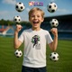 Tricou copii cu Mbappe Eat Sleep Footbal Repeat, Alb