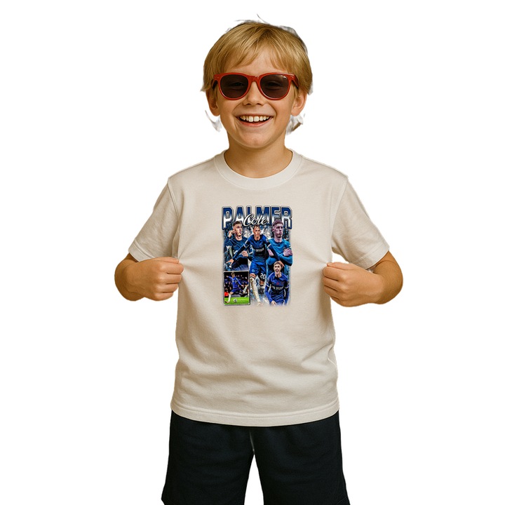 Tricou copii cu Palmer Cole Player, Alb
