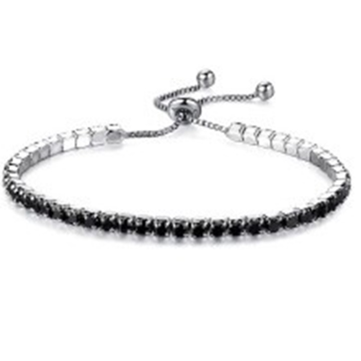 Bratara model Tennis CLASStitude pentru barbati, marime universala, masura reglabila, din aliaj si cu cristale tip zirconiu, Black / Silver