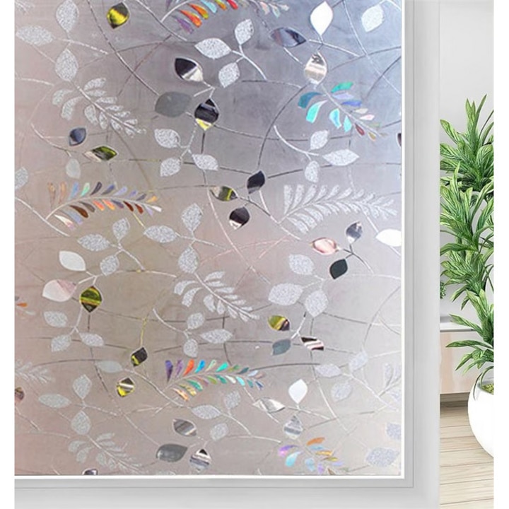 Самозалепващо фолио за прозорци със слънцезащита, модел листа, DAVIDAMI CONCEPT®, размер 200 см x 60 см