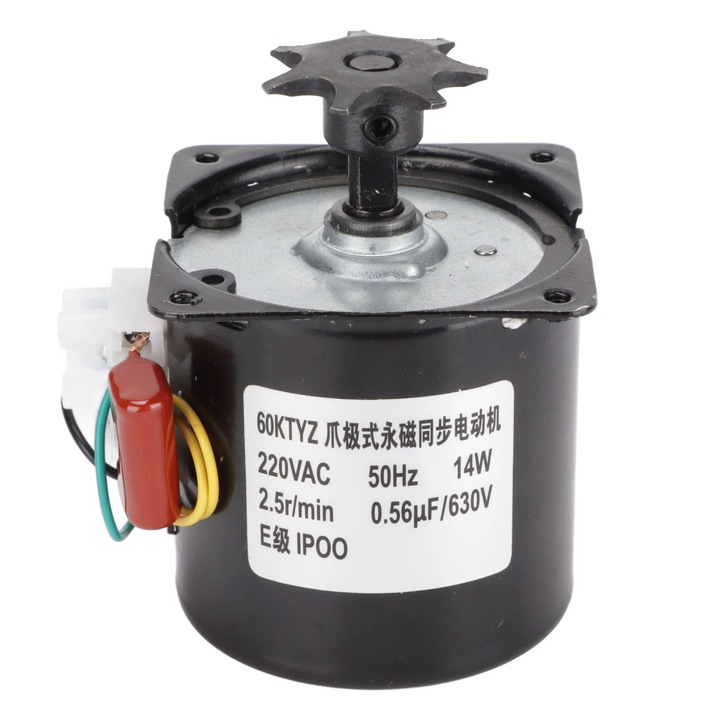 Szinkronmotor tojáskeltetőhöz, 220V, 14W, 6x6cm, fém/műanyag