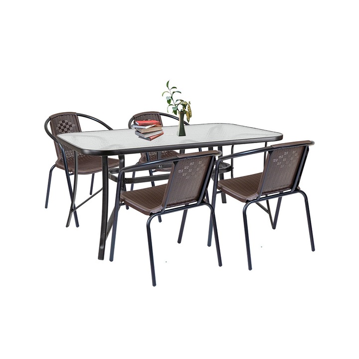 Set mobilier de gradina Leziter Elzas 4+1 maro