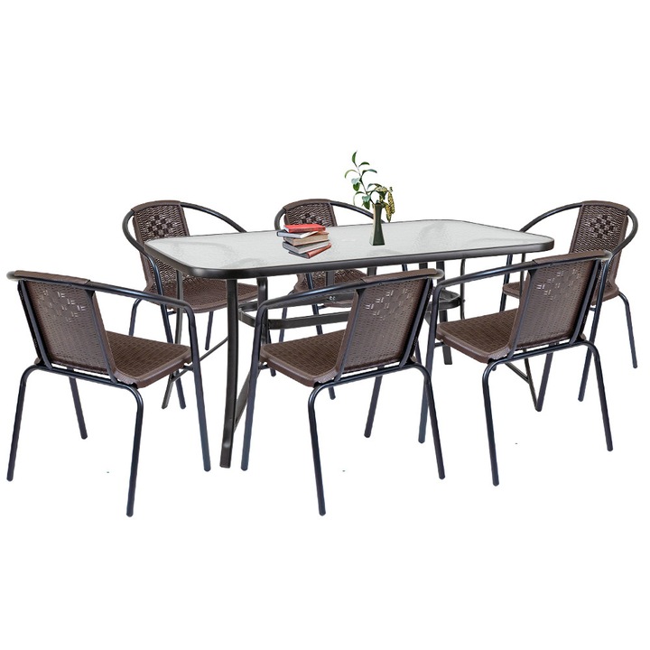 Set mobilier de gradina Leziter Elzas 6+1 maro