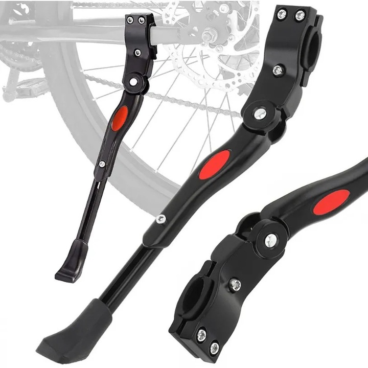 Picior reglabil Extralink pentru bicicleta, suport lateral stabil, usor de montat, durabil si rezistent, ideal pentru mentinerea bicicletei in pozitie verticala, potrivit pentru diferite modele de biciclete si utilizare zilnica