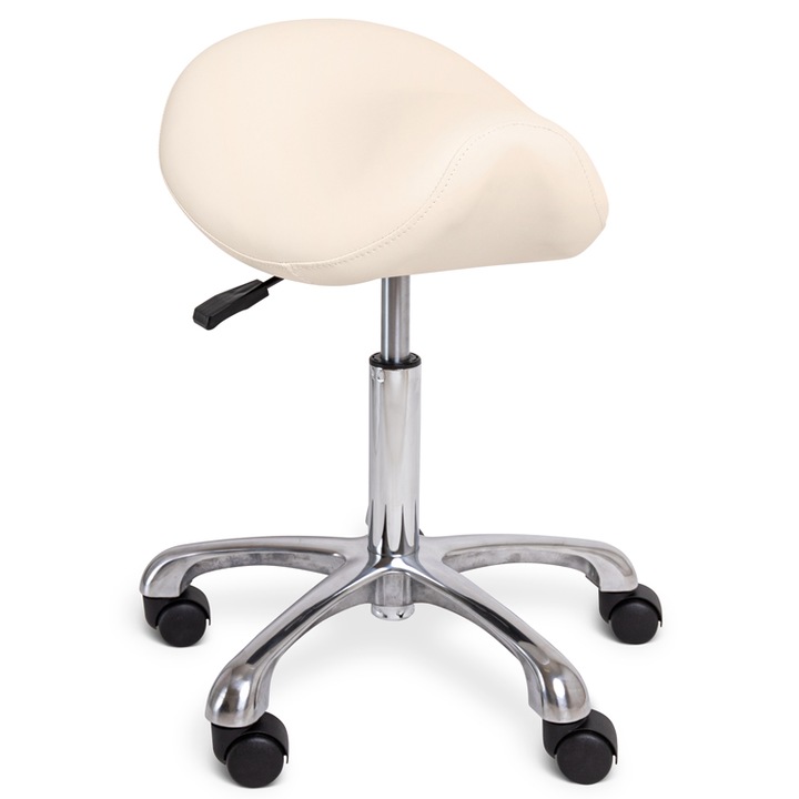 Scaun cosmetic Fabulo Sella, mecanic, crem, 53-69cm inaltime, 35cm diametru