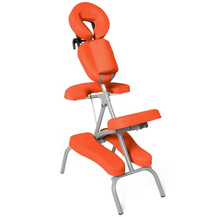 Scaun de masaj Fabulo Kinley, portocaliu, pliabil, cu suport pentru bust, reglabil, semiprofesional