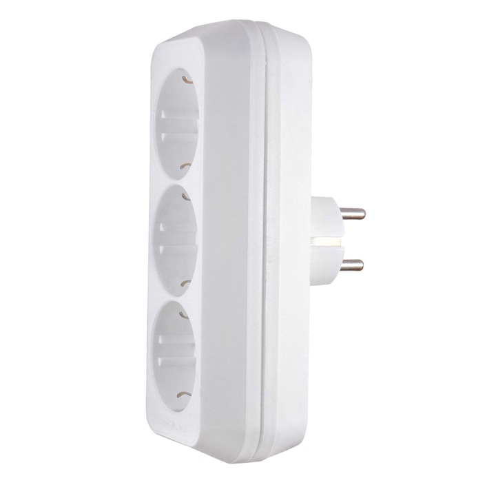 Fisa tripolara 44795, contact de protectie, 16A, alba