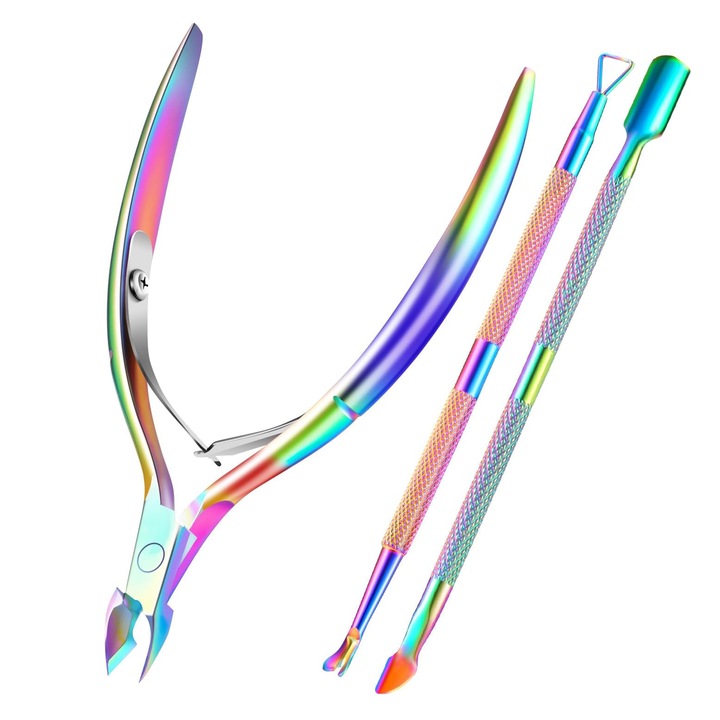 Csipeszkészlet/2 küretta, TREXORA, Rozsdamentes acél, Többszínű