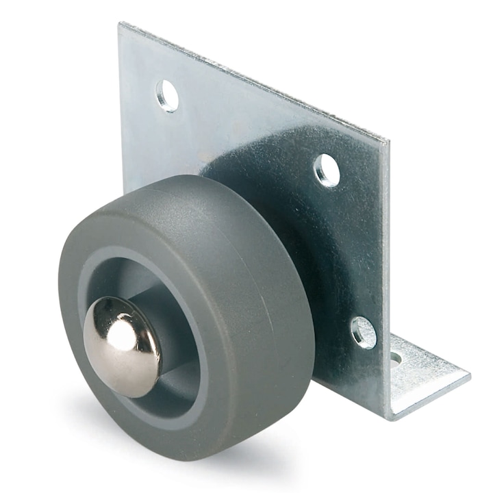 Rotila pentru mobila, unidirectionala, fara blocare, din cauciuc, gri, cu placa, 1FT-PSB050, diametru 50 mm, 20 kg