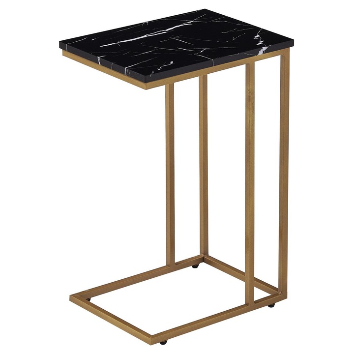 Mese PoliHome trapezaki Alice, design modern, constructie stabila, negru, 60x40x45cm