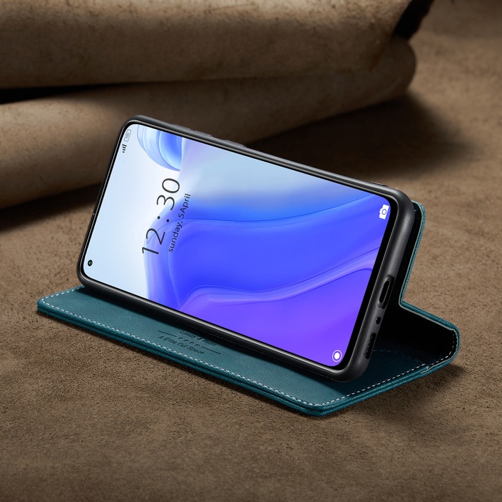 Husa pentru Xiaomi Mi 10T 5G, Mi 10T Pro 5G, Redmi K30s, CaseMe Retro, slim, piele, tip portofel, stand, inchidere magnetica, textura moale, protectie RFID, Albastru