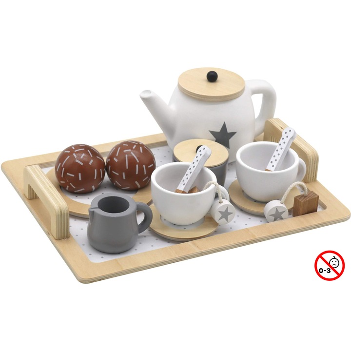 Set de bucatarie pentru copii Joyland Star, disc cu maner, accesorii pentru ceai, multicolor