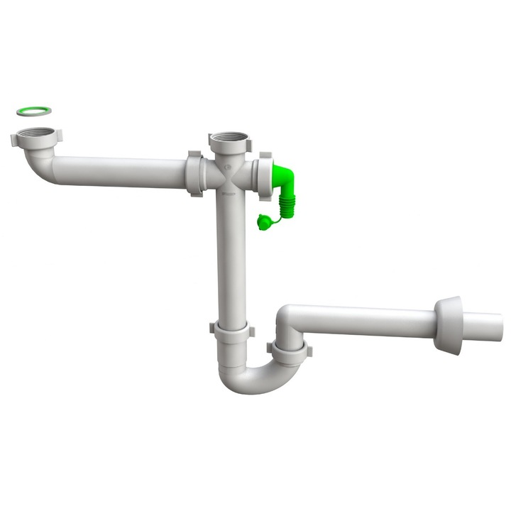 Sifon pentru chiuveta bucatarie, Bonomini Space Cross 1640KP40B0DD, conexiune dubla apa uzata, 1"1/2