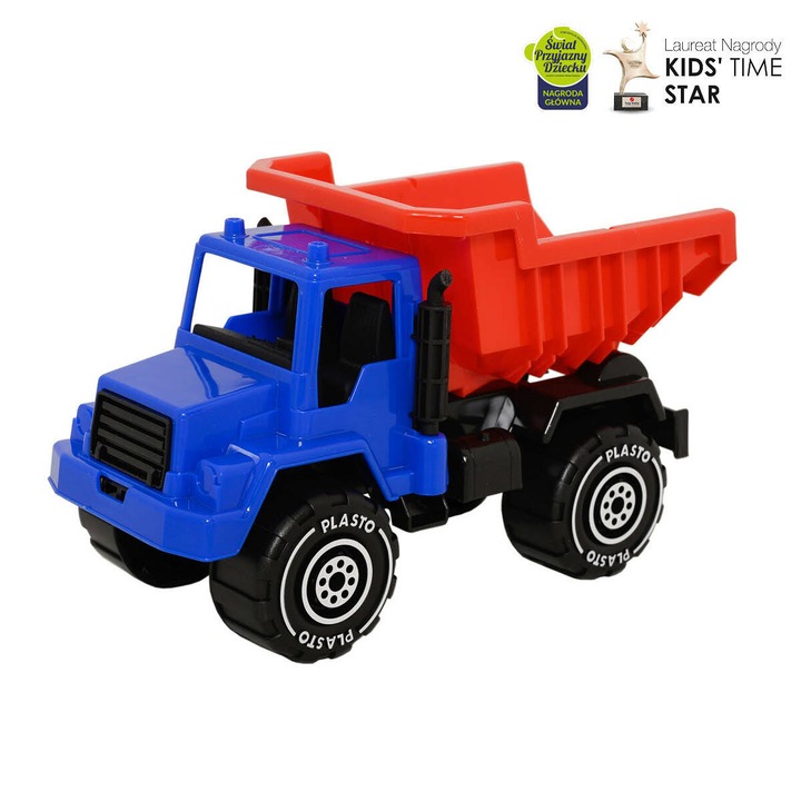 Dömper játék 30 cm kék-piros Plasto