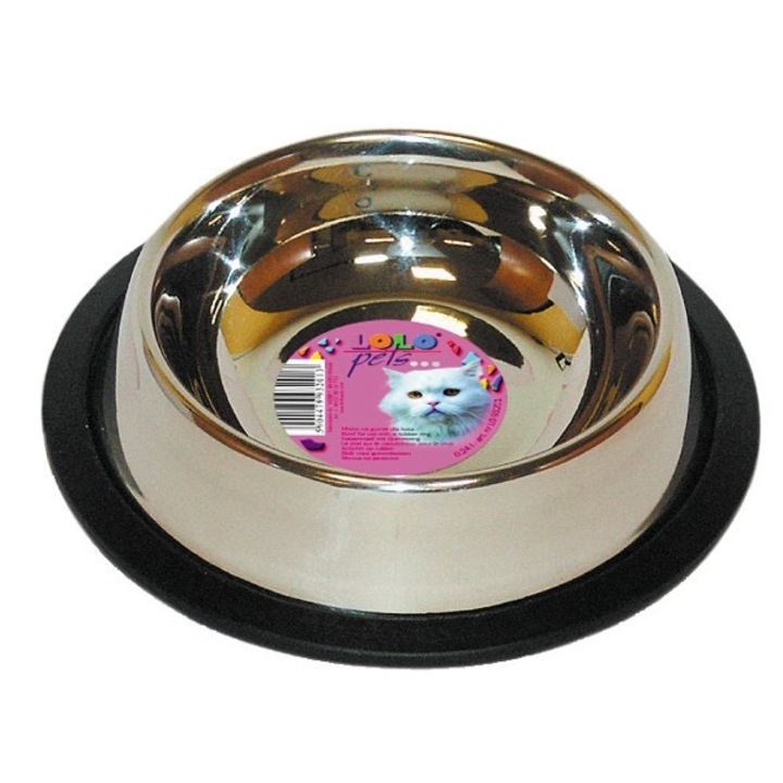 Castron pisici, Lolo Pets, inox, antiderapant, argintiu, 250 ml