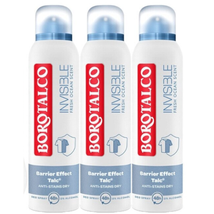 Pachet Borotalco: 3 x Antiperspirant spray Invisible Fresh Spray, 150 ml