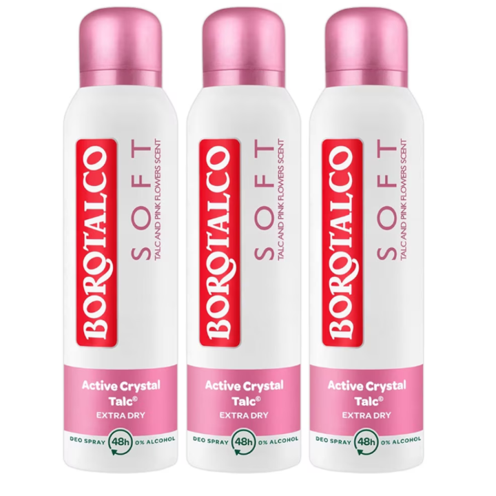 Pachet Borotalco: 3 x Antiperspirant spray Soft, 150 ml