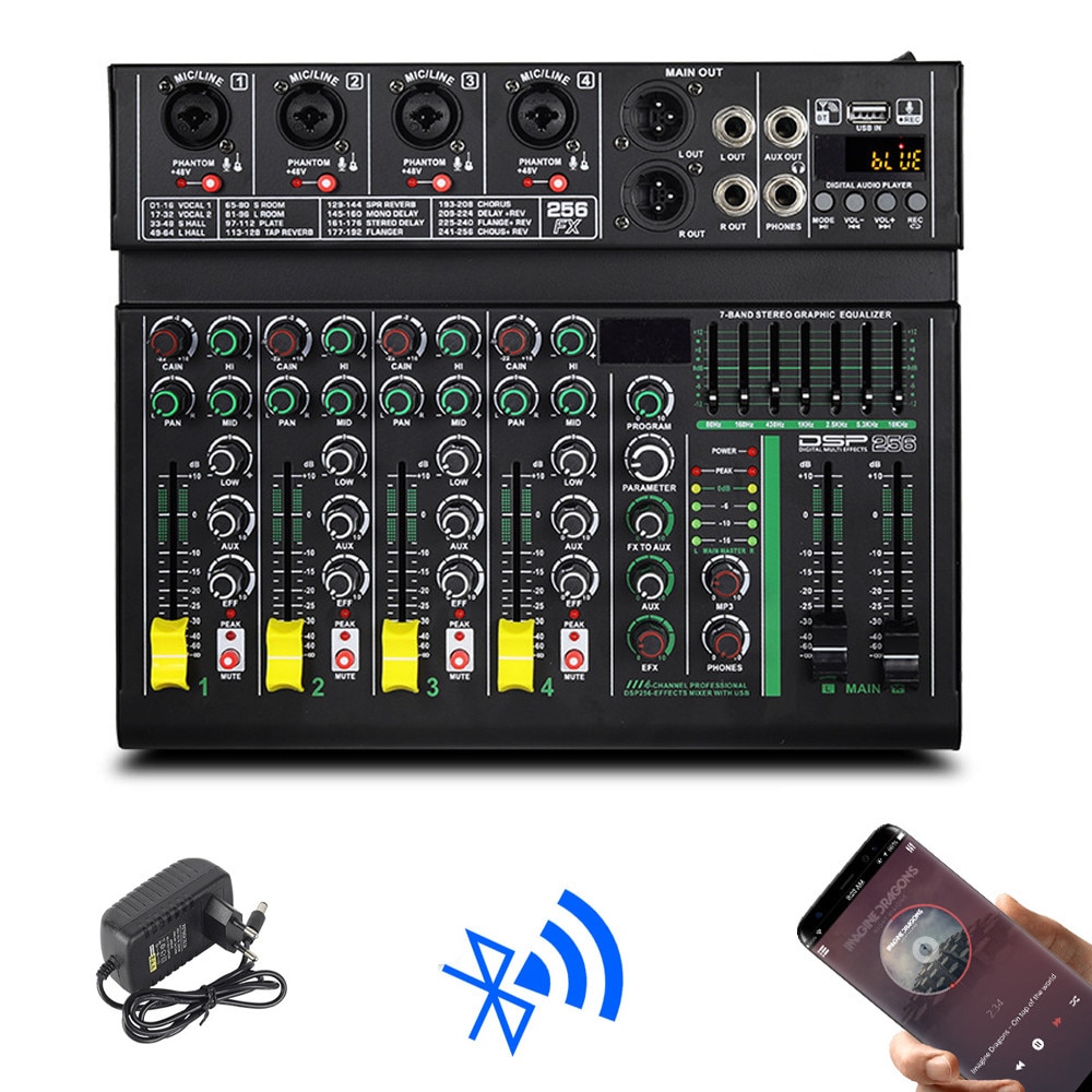 Mixer audio 2 canale, Zeaicos, alimentare fantoma USB 48V, compact