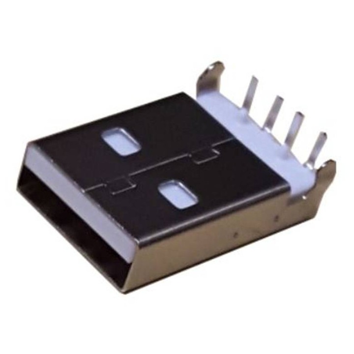 Soclu pentru montare pe PCB, KLS1, inclinat, metalic, SMT, USB-A(f)