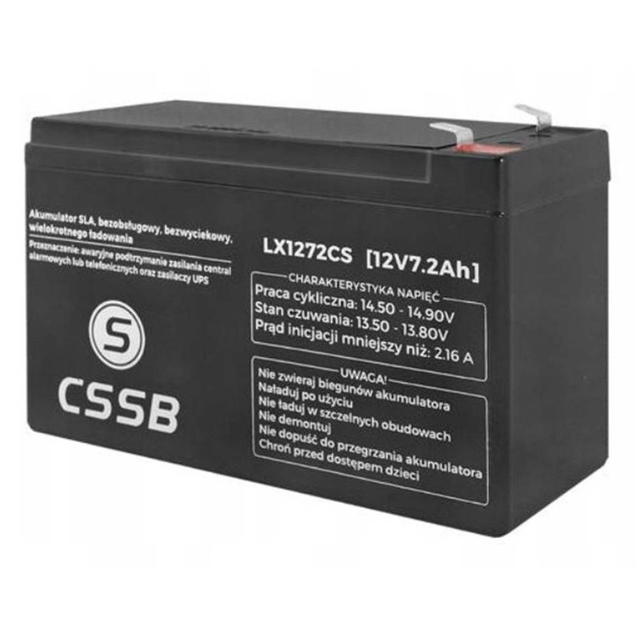 Baterie reincarcabila cu plumb-acid CSSB, 12VDC, 7, 2AH, 150x65x95mm