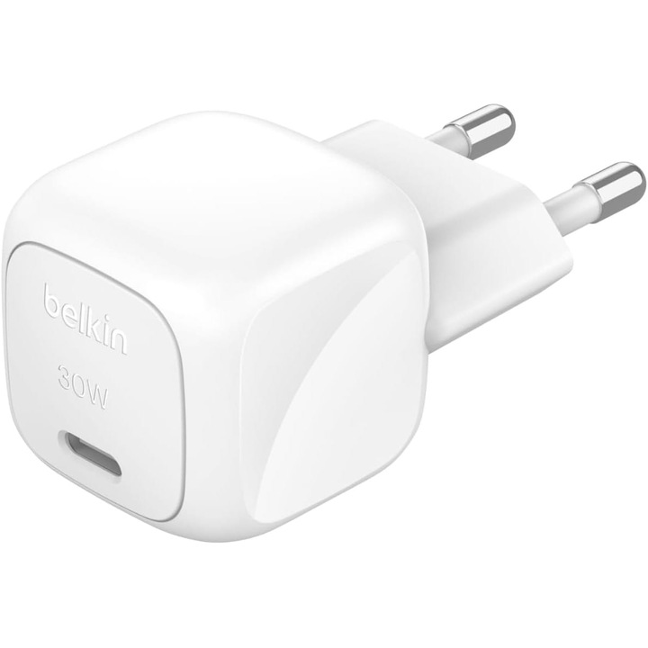 Hálózati töltő Belkin Boost Compact USB-C PD 3.1 30W, fehér