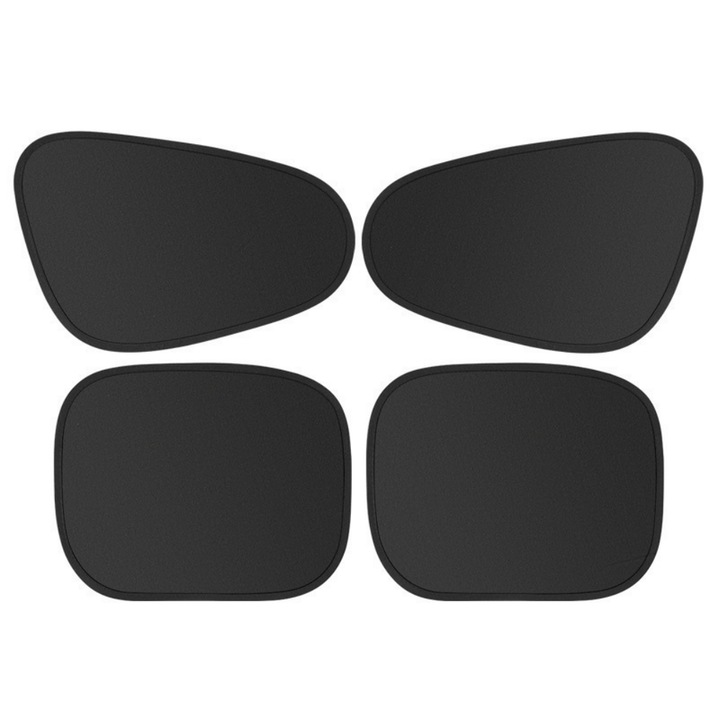 Комплект от 4 автомобилни сенници, Fantasy, UV защита, 44x35.5 см/48x35 см, самозалепващи се, черни