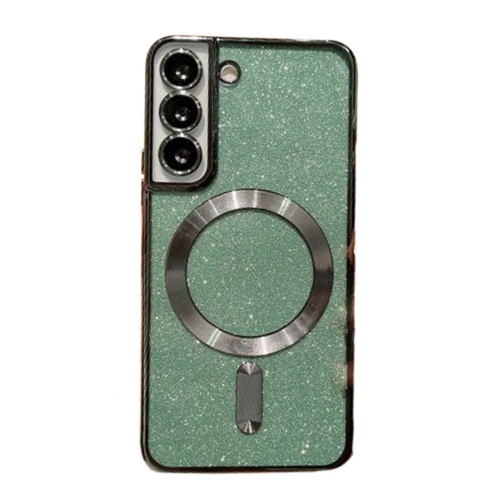 Husa de Protectie 2 in 1, Flippy, pentru Samsung Galaxy S23FE, Glitter Chrome Magsafe, din TPU, Magnetica, cu Protectie Lentila, Verde