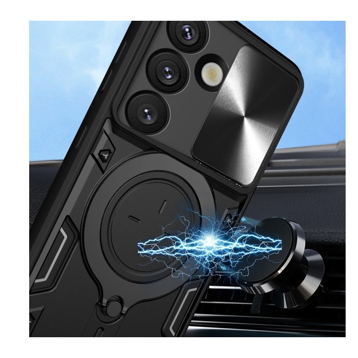 Husa Spate Upzz® CamGuard Pro Pentru Samsung Galaxy S25 FE, Super Protectie - Black