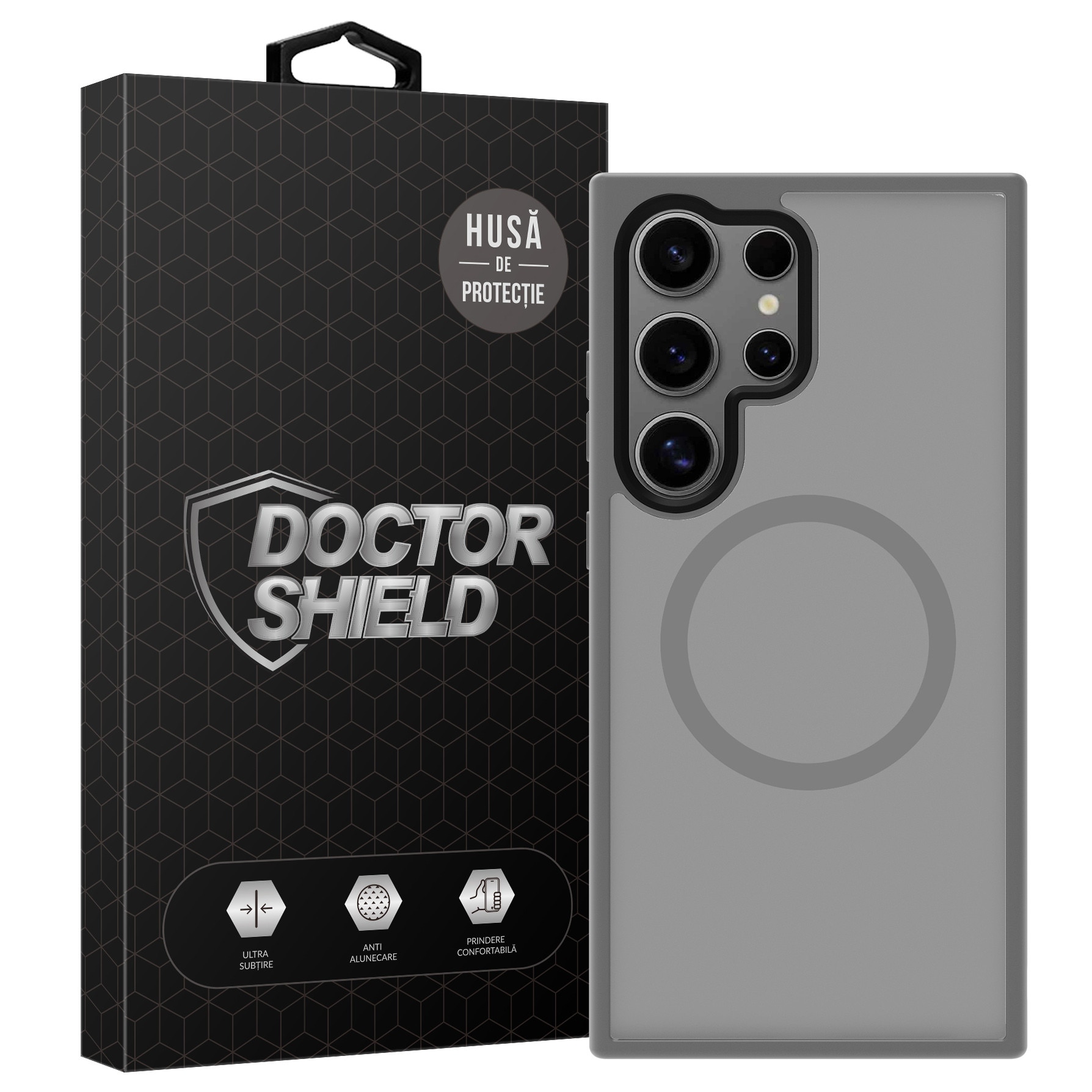 Husa de Protectie, Compatibila Samsung Galaxy S24 Ultra, Doctor Shield Fantom, MagSafe - Gri