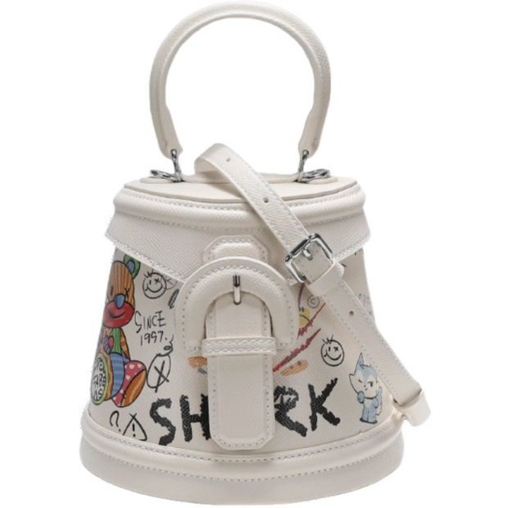 Női táska, divatos női táskák, női táskák kereszt hátizsák női válltáska vízálló PU bőr táska elegáns táska, Ökológiai bőr, 18x11x15cm, fehér