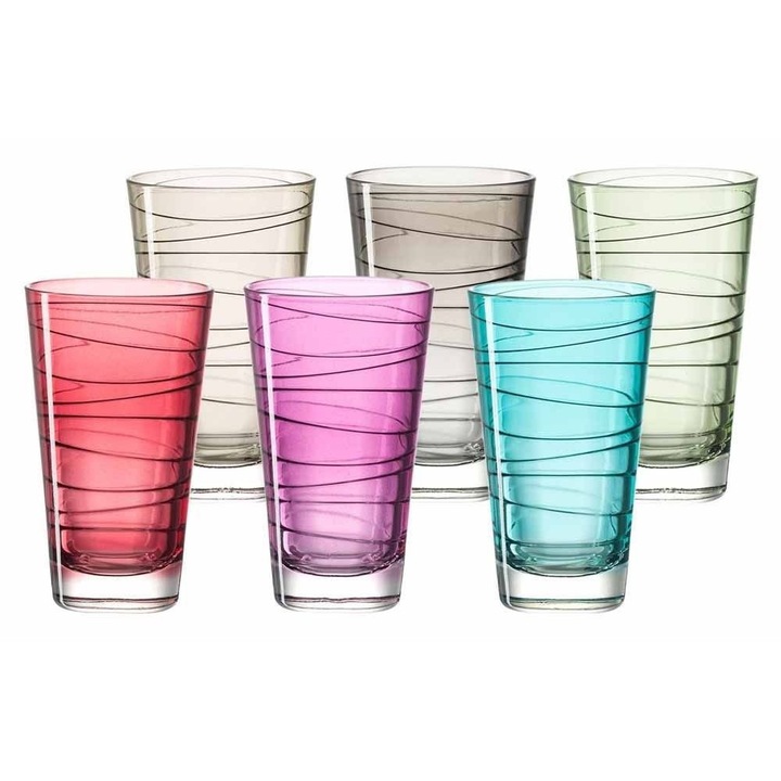 Комплект 6 чаши Leonardo Vario, стъкло, многоцветни